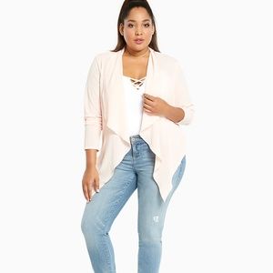 Torrid Crepe Drape Front Plus Pink Blazer